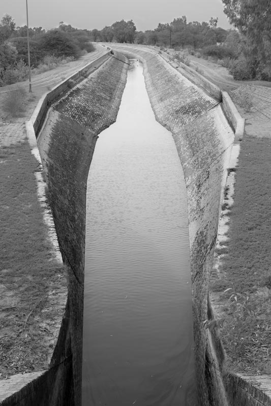 Water sustainability for sustainable agriculture - brick-lined Canal of the Indira Gandhi Canal system in Bikaner district, Rajasthan - brick-lining reduces water loss from canal walls